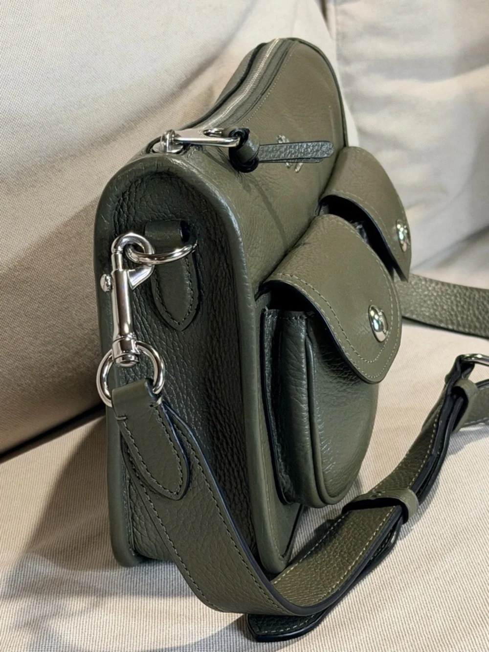 COACH Olive Green Leather Crossbody Bag & Coin Case - Picture 6 of 16